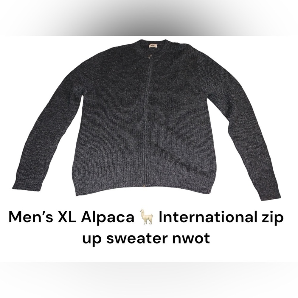 Brand New Made in Peru Alpaca International XL oversized zip up men’s sweater 🦙